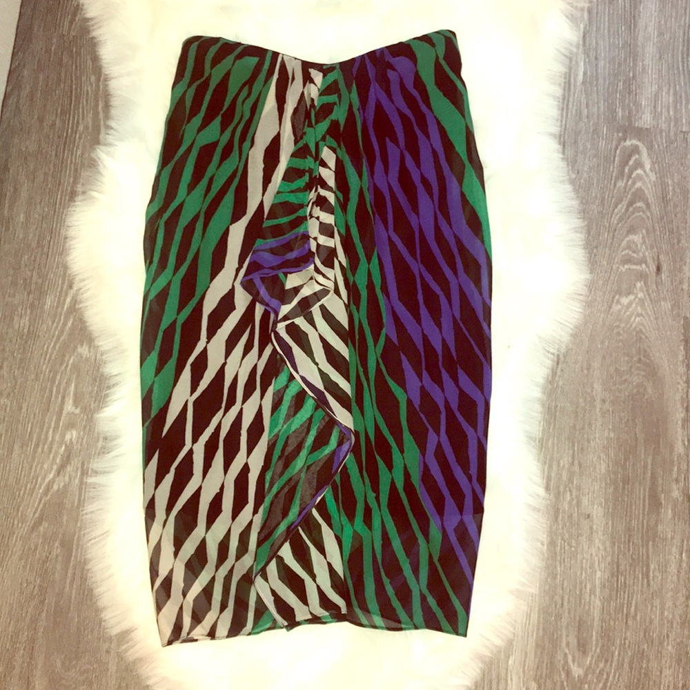 🦚 BCBGMAXAZRIA Strapless Silk Mini Ruffle Dress